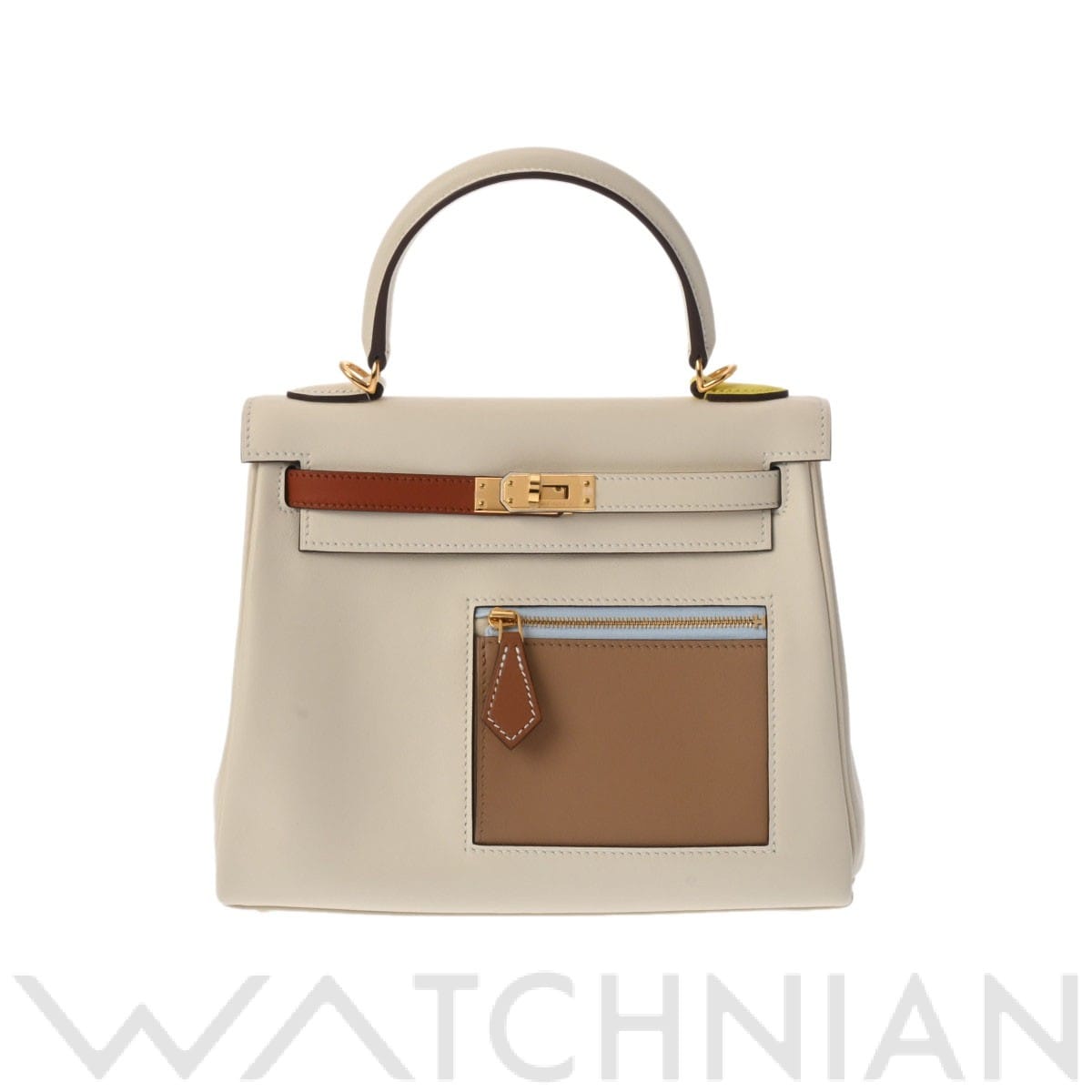 エルメス ケリー 25 内縫い カラーマティック 2WAY ナタ/チャイ/キュイーブル/モーヴシルベストル/ゴールド金具 スイフト レディース バッグ 【中古】【bag】