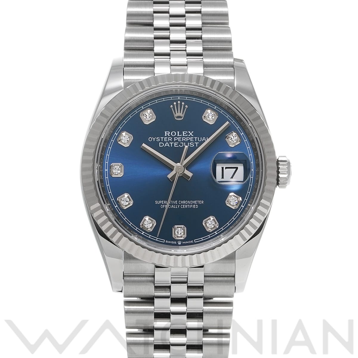 ロレックス デイトジャスト 36 126234G ブライトブルー/ダイヤモンド メンズ 時計 【中古】【wristwatch】