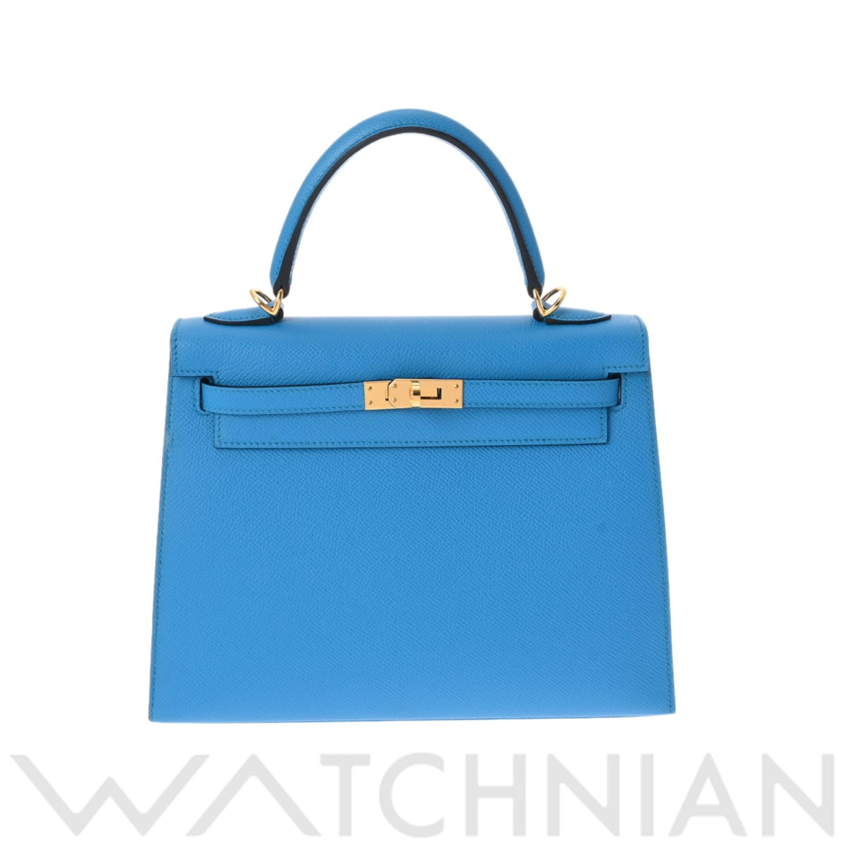 エルメス ケリー 25 外縫い ブルーフリーダ/ゴールド金具 ヴォーエプソン レディース バッグ 【中古】【bag】