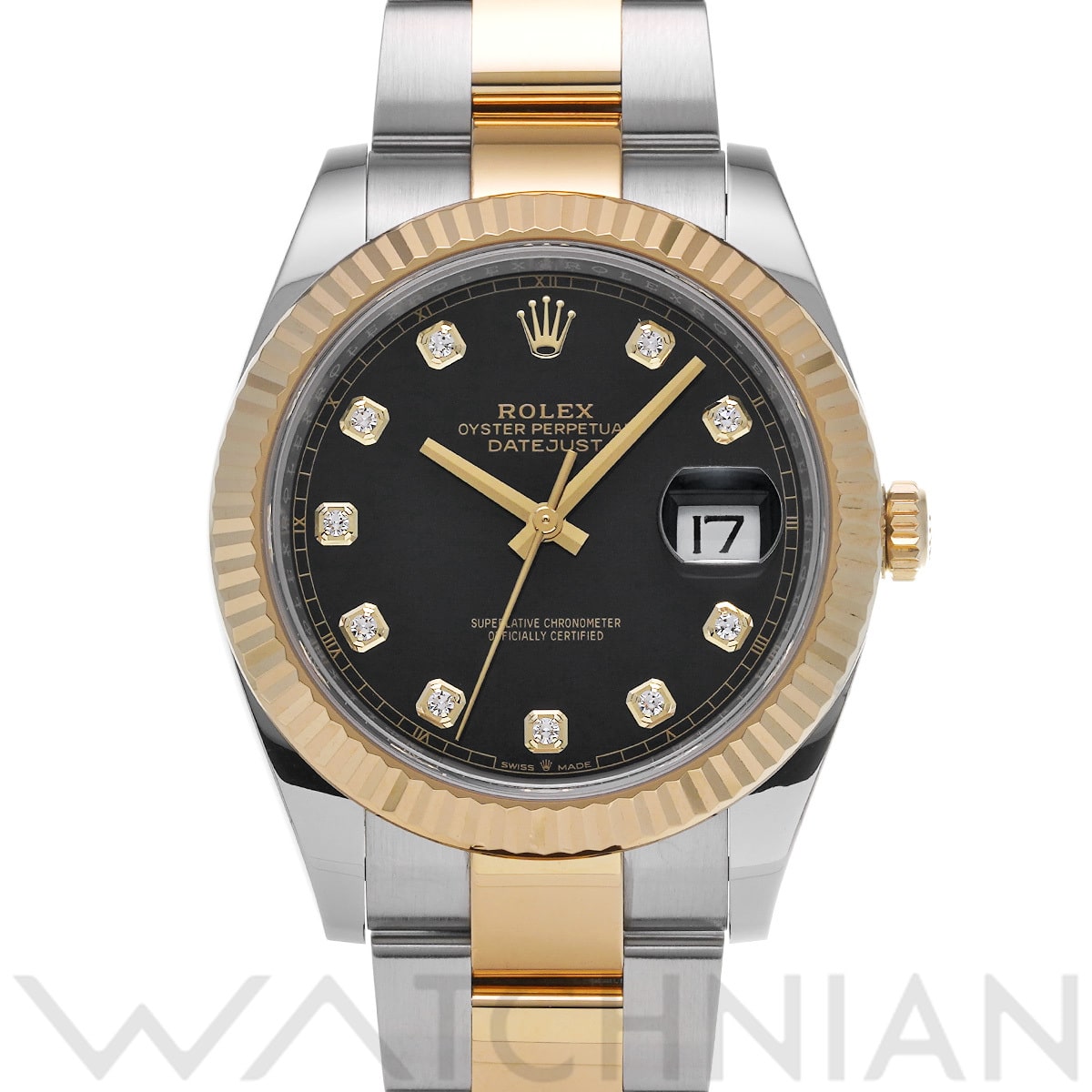 ロレックス デイトジャスト 41 126333G ブライトブラック/ダイヤモンド メンズ 時計 【中古】【wristwatch】