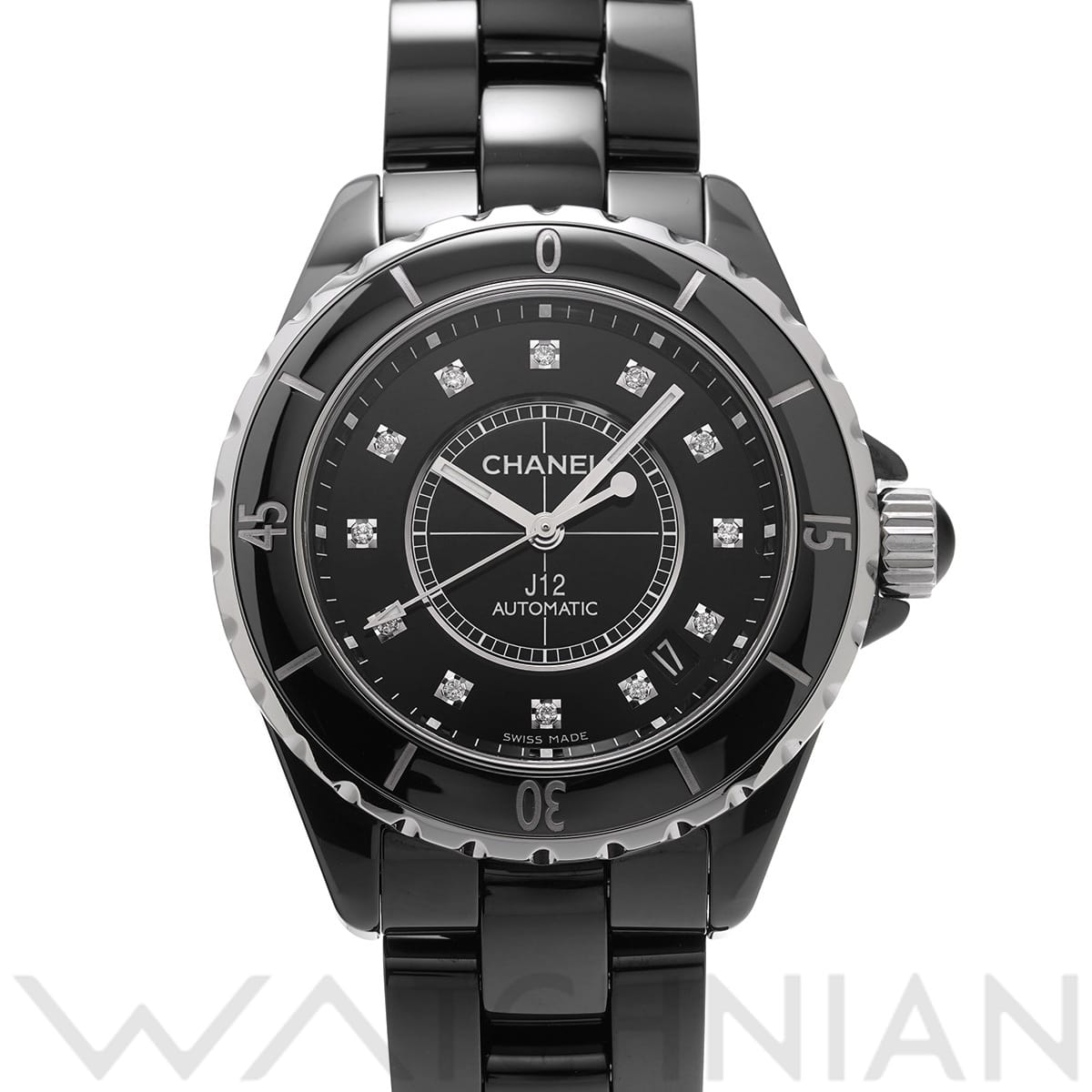 シャネル J12 38MM H1626 ブラックラッカー/ダイヤモンド メンズ 時計 【中古】【wristwatch】