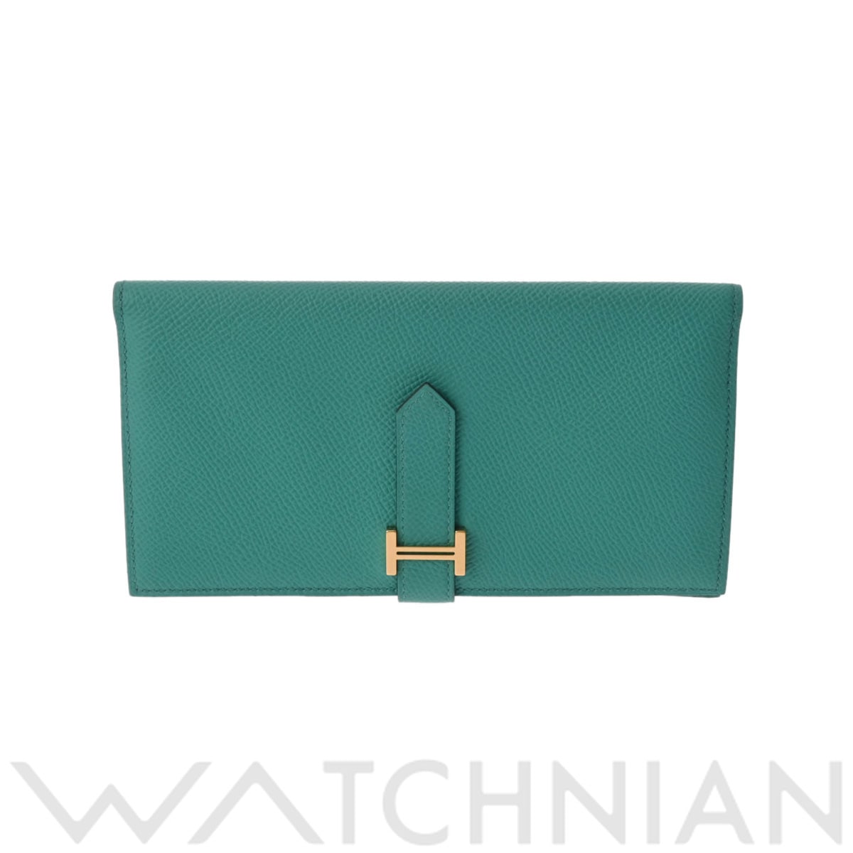 エルメス ベアン スフレ ヴェールヴェロン/ゴールド金具 ヴォーエプソン ユニセックス 財布 【中古】【purse】