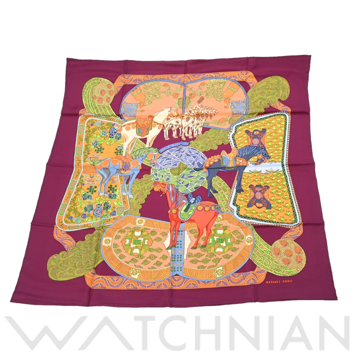 エルメス カレ 90 ART DE STEPPES パープル シルク100％ レディース 【中古】【other】