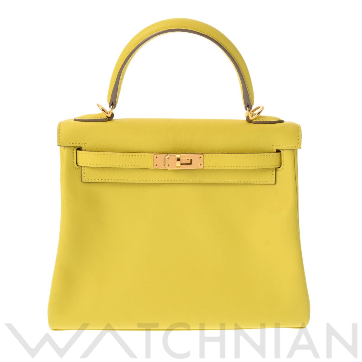 エルメス ケリー 25 内縫い ライム/ゴールド金具 ヴォースイフト レディース バッグ 【中古】【bag】