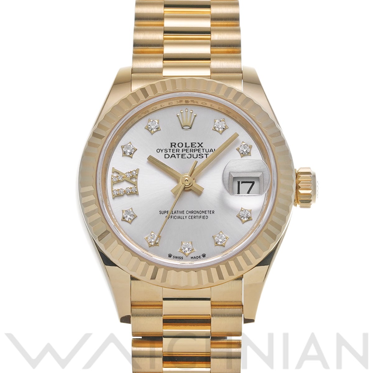 ロレックス レディ デイトジャスト 28 279178G シルバー/ダイヤモンド メンズ 時計 【中古】【wristwatch】