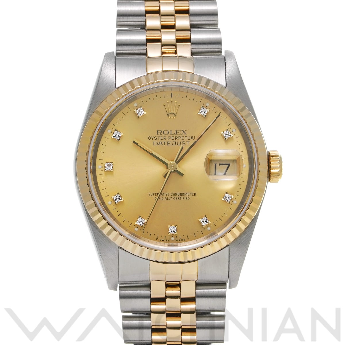 ロレックス デイトジャスト 16233G シャンパン/ダイヤモンド メンズ 時計 【中古】【wristwatch】