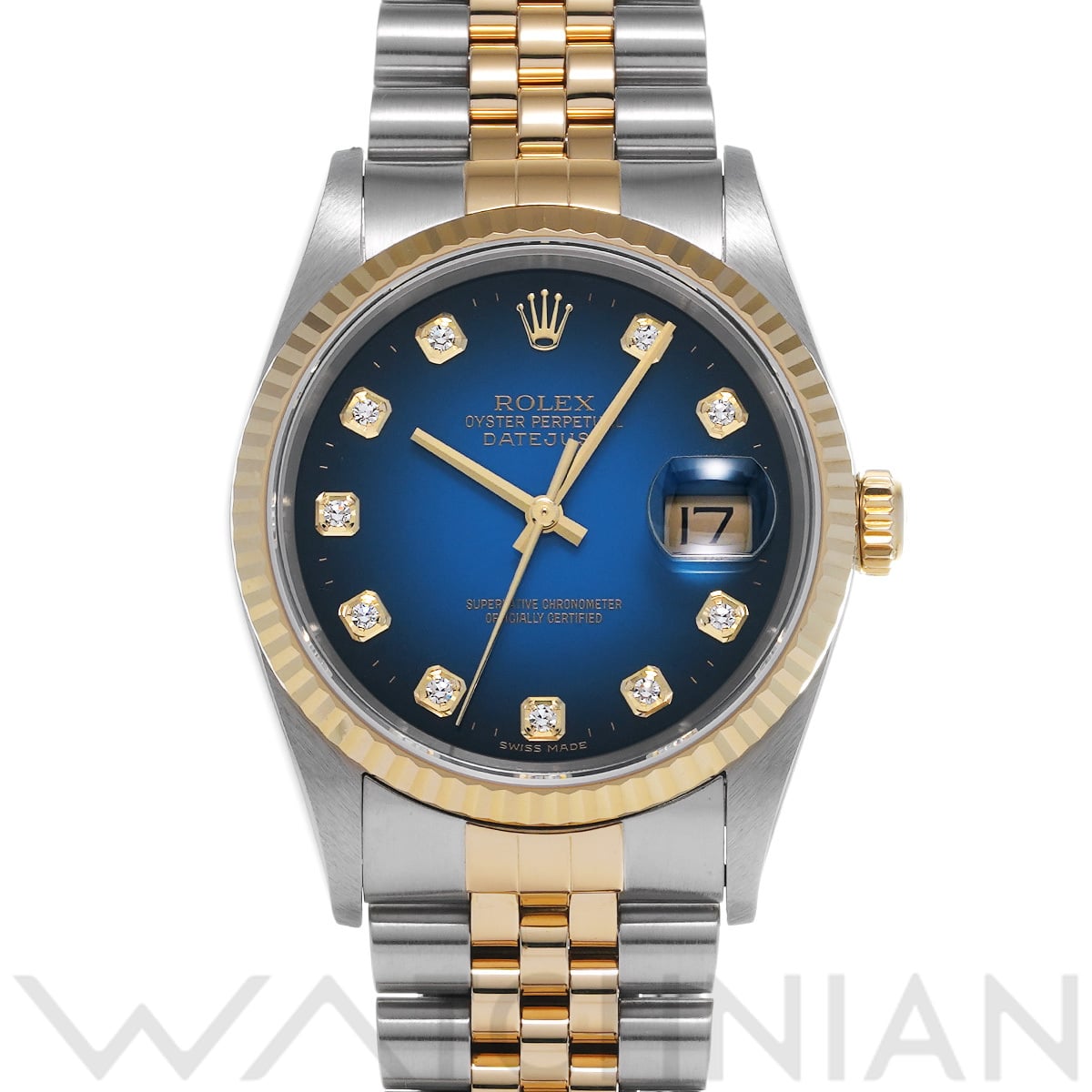 ロレックス デイトジャスト 16233G ブルー・グラデーション/ダイヤモンド メンズ 時計 【中古】【wristwatch】