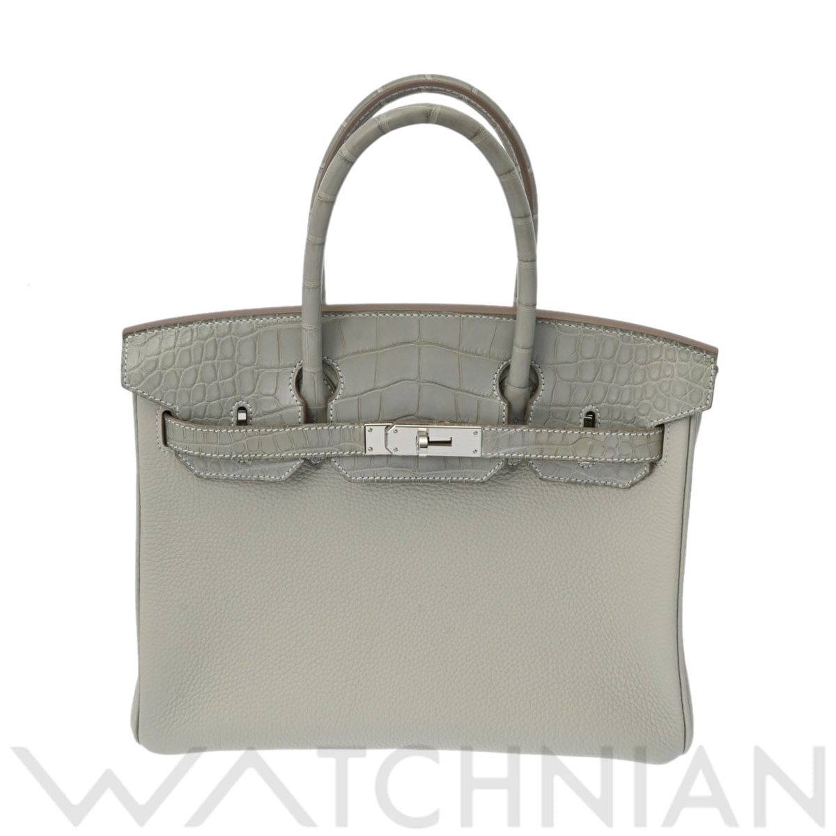 エルメス バーキン 30 タッチ パールグレー/パラジウム金具 アリゲータマット/トゴ レディース バッグ 【中古】【bag】