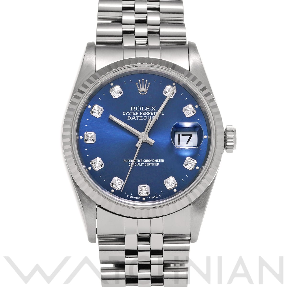 ロレックス デイトジャスト 16234G ブルー/ダイヤモンド メンズ 時計 【中古】【wristwatch】