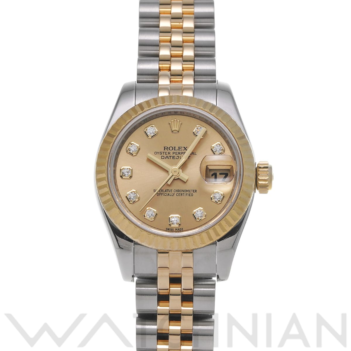 ロレックス レディ デイトジャスト 26 179173G シャンパン/ダイヤモンド レディース 時計 【中古】【wristwatch】