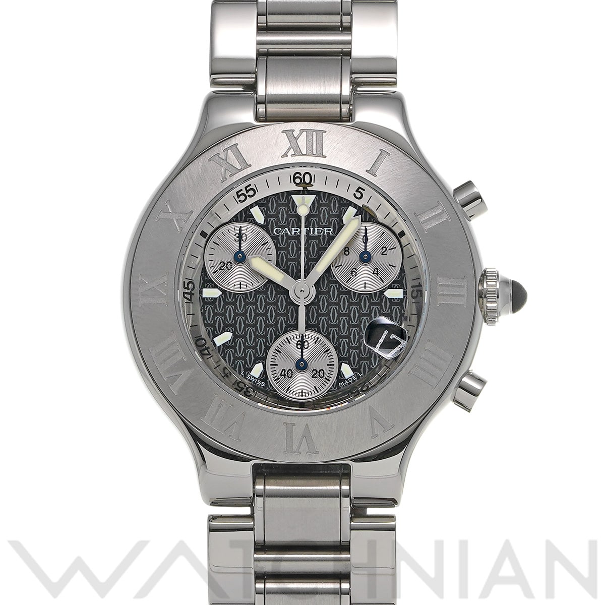 カルティエ マスト21 クロノスカフ W10172T2 ブラック/シルバー メンズ 時計 【中古】【wristwatch】