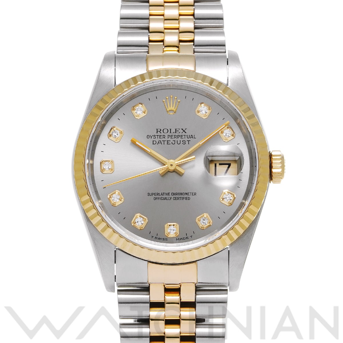 ロレックス デイトジャスト 16233G グレー/ダイヤモンド メンズ 時計 【中古】【wristwatch】