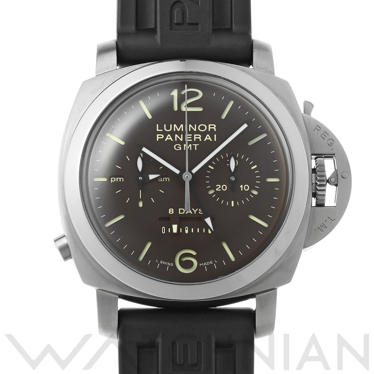 パネライ ルミノール 1950 8デイズ クロノ モノプルサンテ GMT PAM00311 ブラック メンズ 時計 【中古】【wristwatch】