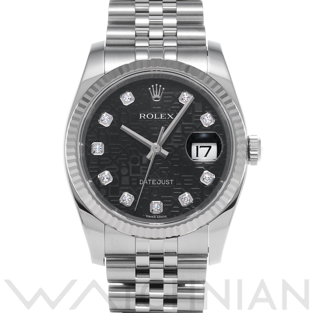 ロレックス デイトジャスト 116234G ブラックコンピュータ/ダイヤモンド メンズ 時計 【中古】【wristwatch】