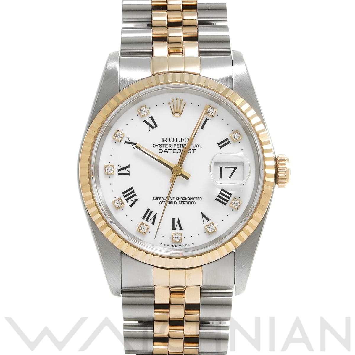 ロレックス デイトジャスト 16233G ホワイト/ダイヤモンド メンズ 時計 【中古】【wristwatch】