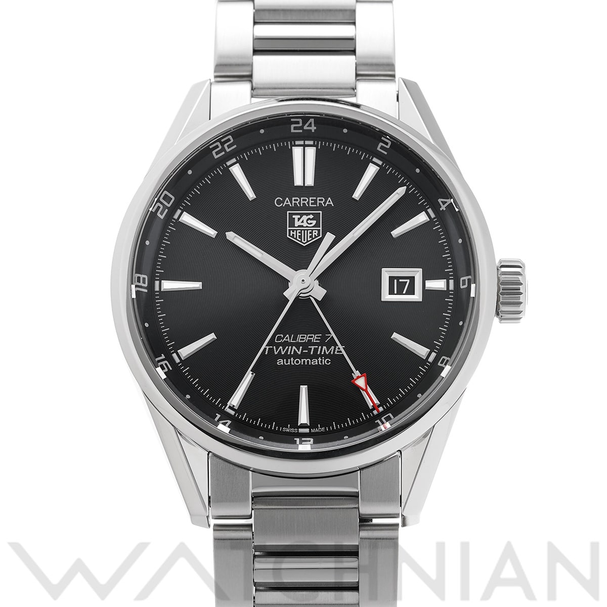 タグ ホイヤー カレラ キャリバー7 ツインタイム WAR2010.BA0723 ブラック メンズ 時計 【中古】【wristwatch】