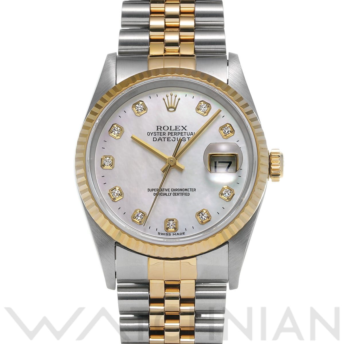 ロレックス デイトジャスト 16233NG ホワイトシェル/ダイヤモンド メンズ 時計 【中古】【wristwatch】