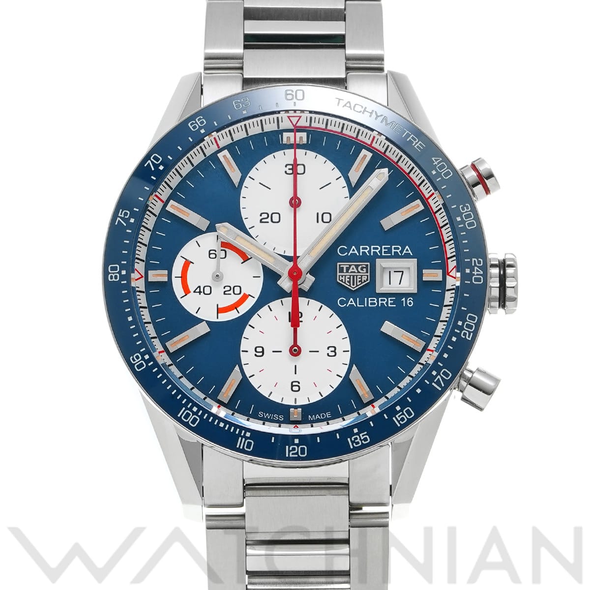 タグ ホイヤー カレラ キャリバー16 クロノグラフ CV201AR.BA0715 ブルー/ホワイト メンズ 時計 【中古】【wristwatch】