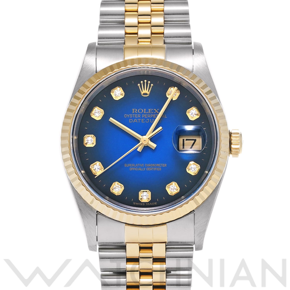 ロレックス デイトジャスト 16233G ブルー・グラデーション/ダイヤモンド メンズ 時計 【中古】【wristwatch】