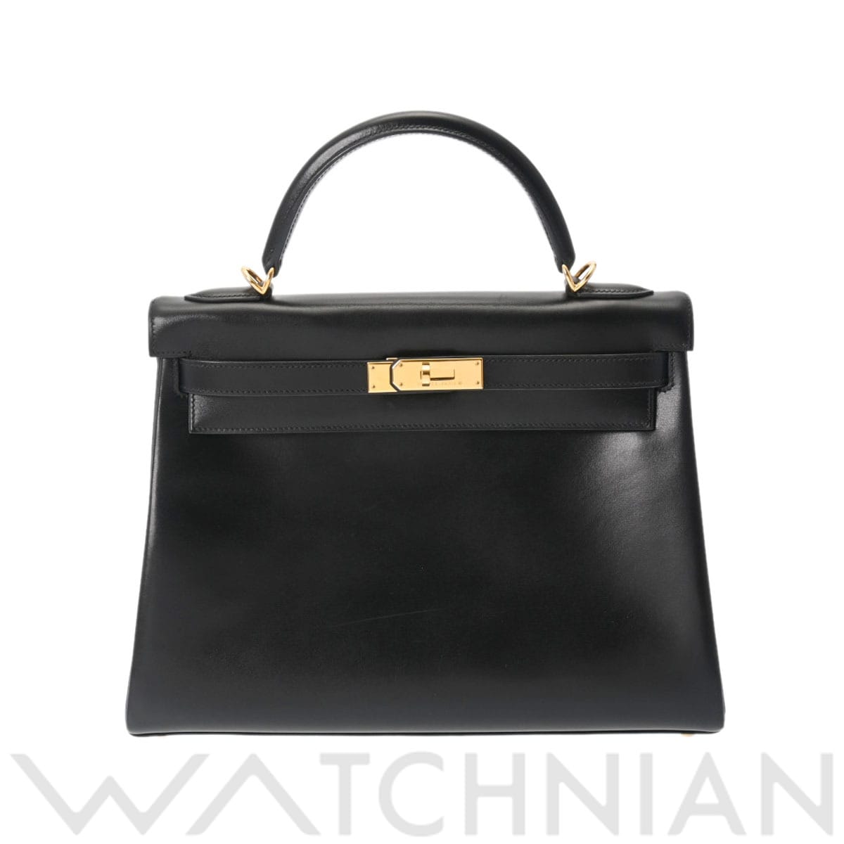 エルメス ケリー 32 内縫い ブラック/ゴールド金具 ボックスカーフ レディース バッグ 【中古】【bag】