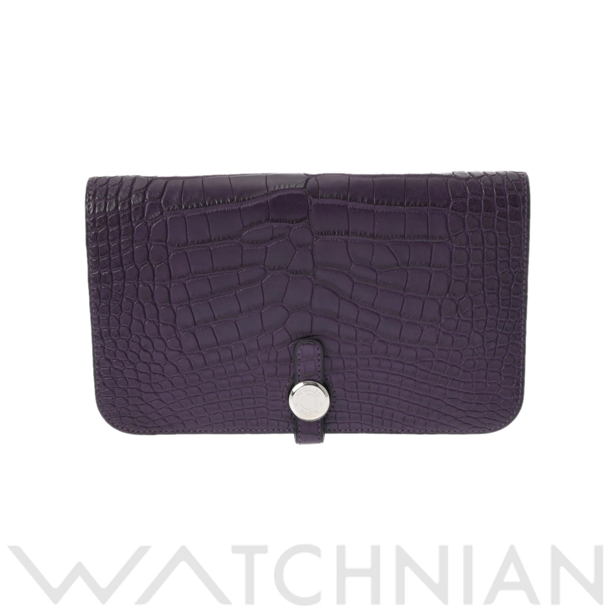 エルメス ドゴン GM アメジスト/パラジウム金具 アリゲーターマット レディース 財布 【中古】【purse】