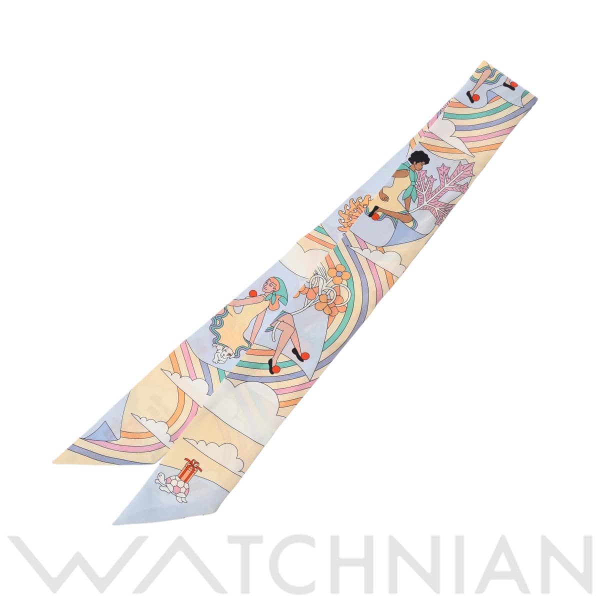 エルメス ツイリー CARRES VOLANTS イエロー系 シルク100％ レディース 【中古】【other】