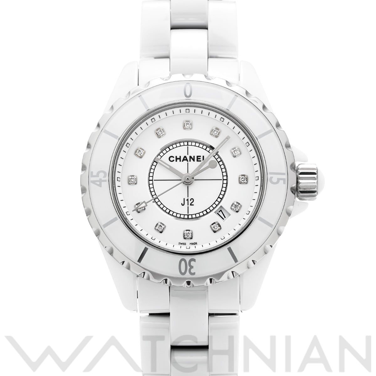 シャネル J12 33MM H1628 ホワイト/ダイヤモンド レディース 時計 【中古】【wristwatch】