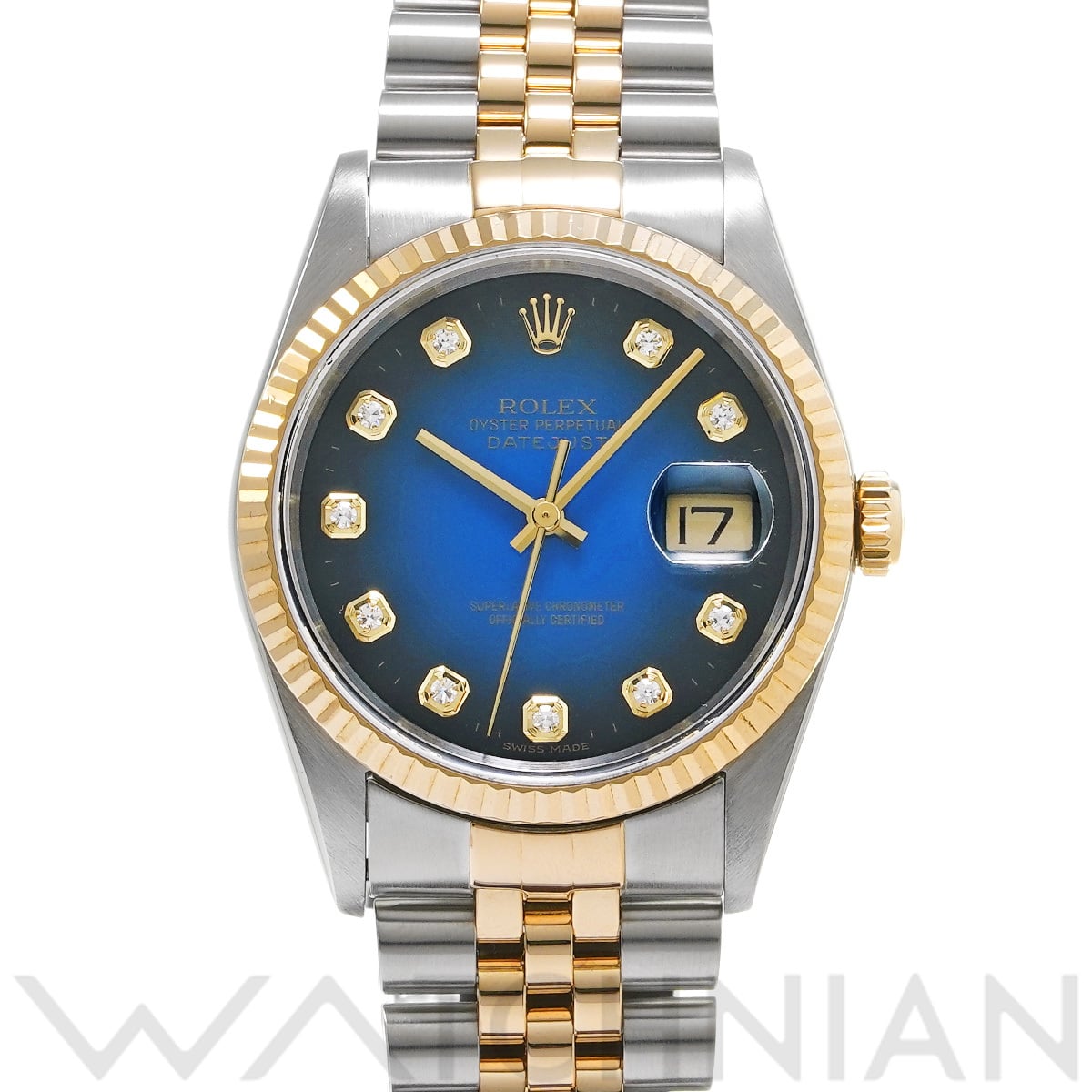 ロレックス デイトジャスト  16233G ブルー・グラデーション/ダイヤモンド メンズ 時計 【中古】【wristwatch】