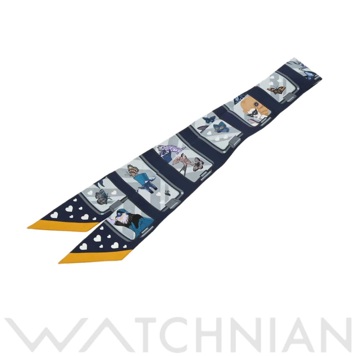 エルメス ツイリー HERMES STORY ネイビー 063875S シルク100％ レディース 【未使用】【other】