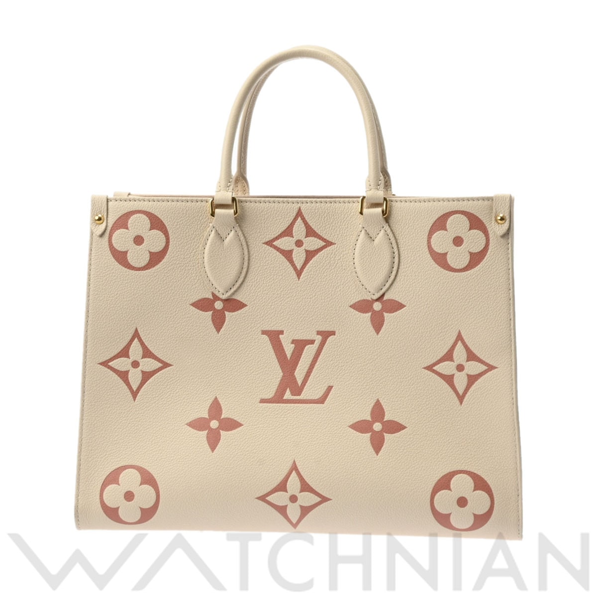 ルイ ヴィトン バイカラーモノグラムアンプラント オンザゴー MM 2WAYトート クレーム M21575 レザー ユニセックス バッグ 【中古】【bag】