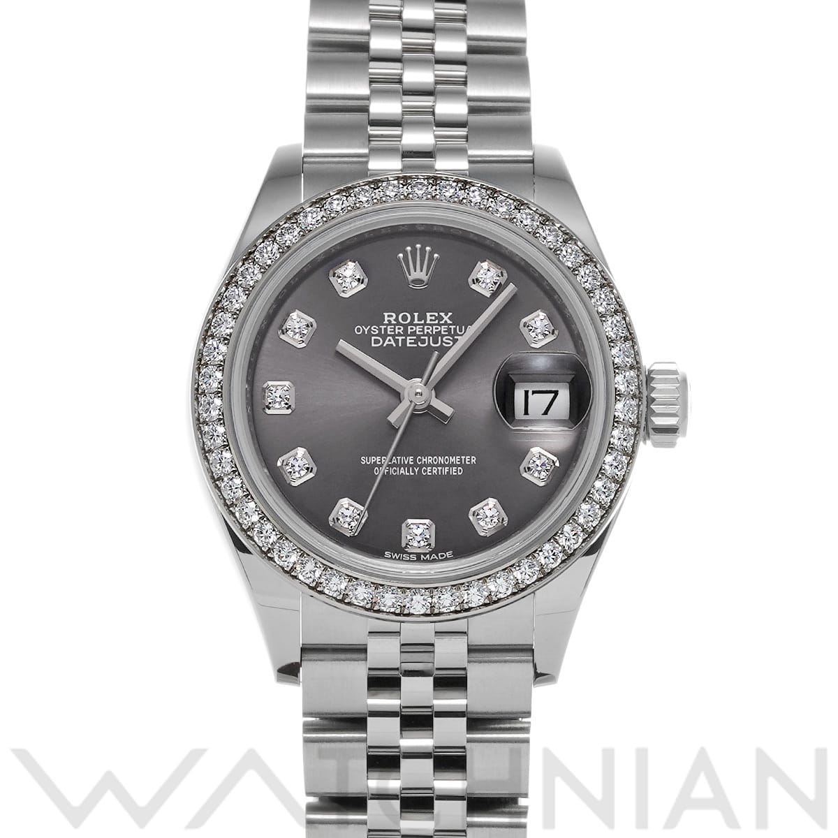 ロレックス レディ デイトジャスト 28 279384RBR ダークグレー/ダイヤモンド レディース 時計 【中古】【wristwatch】