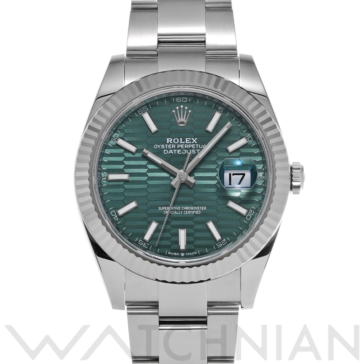 ロレックス デイトジャスト 41 126334 ミントグリーン フルーテッドモチーフ メンズ 時計 【中古】【wristwatch】