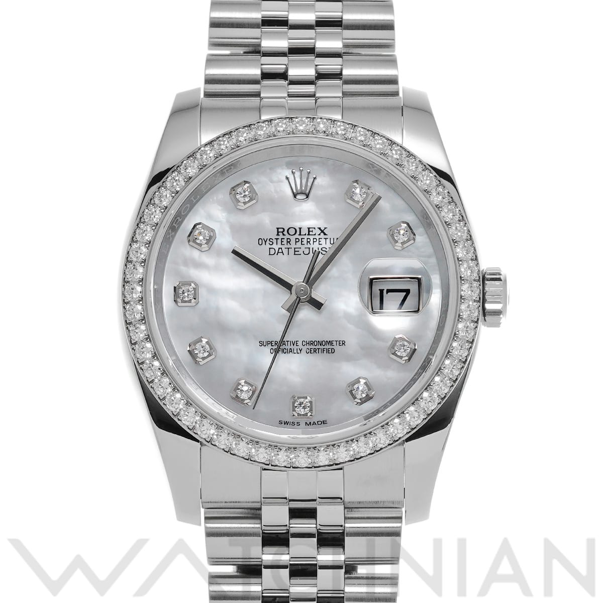 ロレックス デイトジャスト 36 116244NG ホワイトシェル/ダイヤモンド メンズ 時計 【中古】【wristwatch】