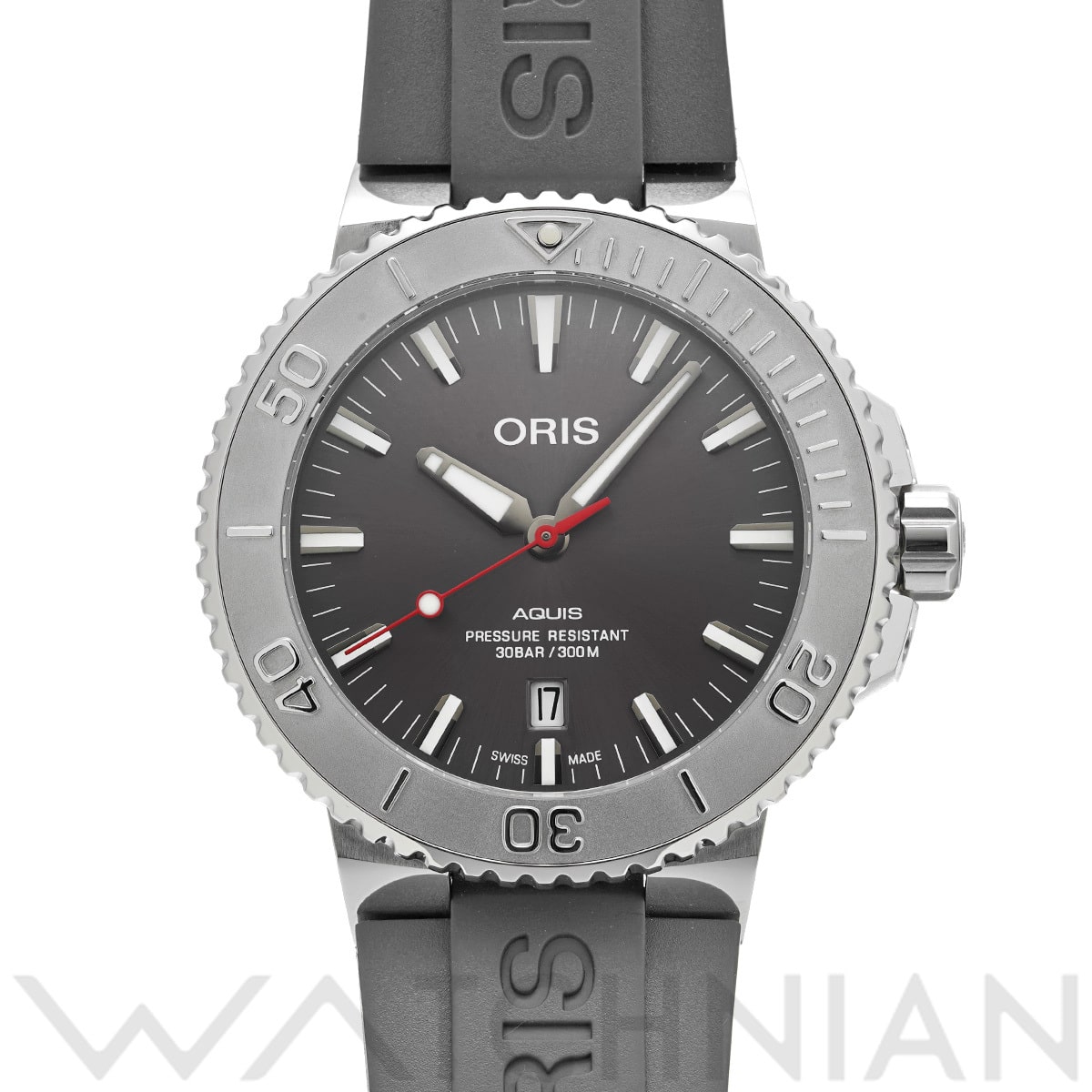 オリス アクイス デイト レリーフ 01 733 7730 4158 グレー メンズ 時計 【中古】【wristwatch】