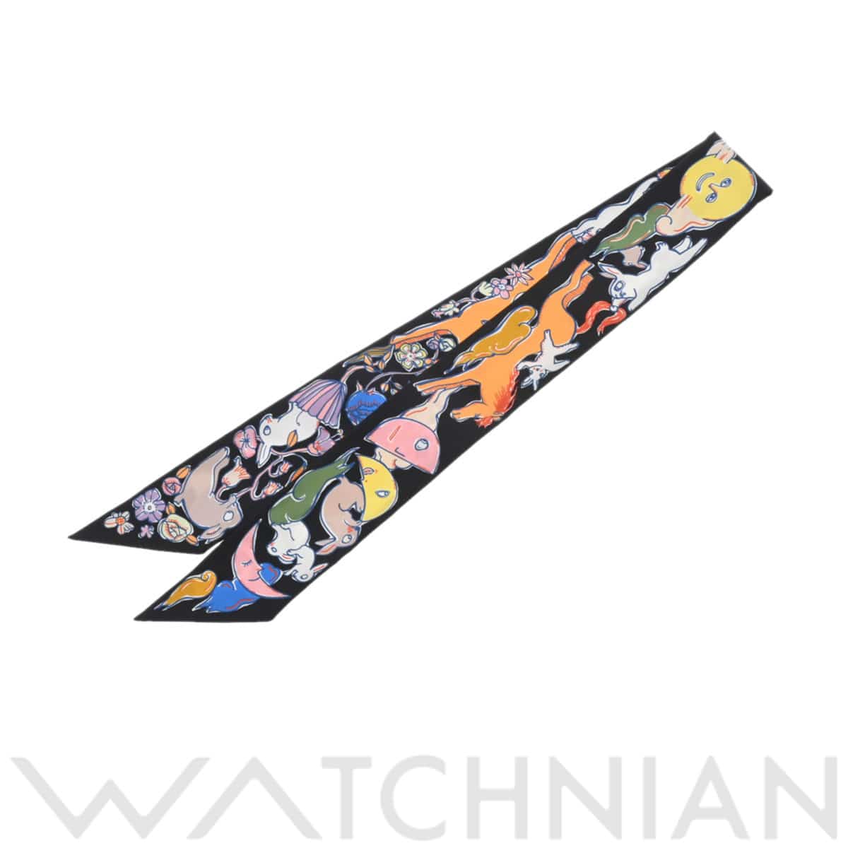 エルメス ツイリー MILLE ET UN LAPINS ブラック 064007S シルク100％ レディース 【新品】【other】