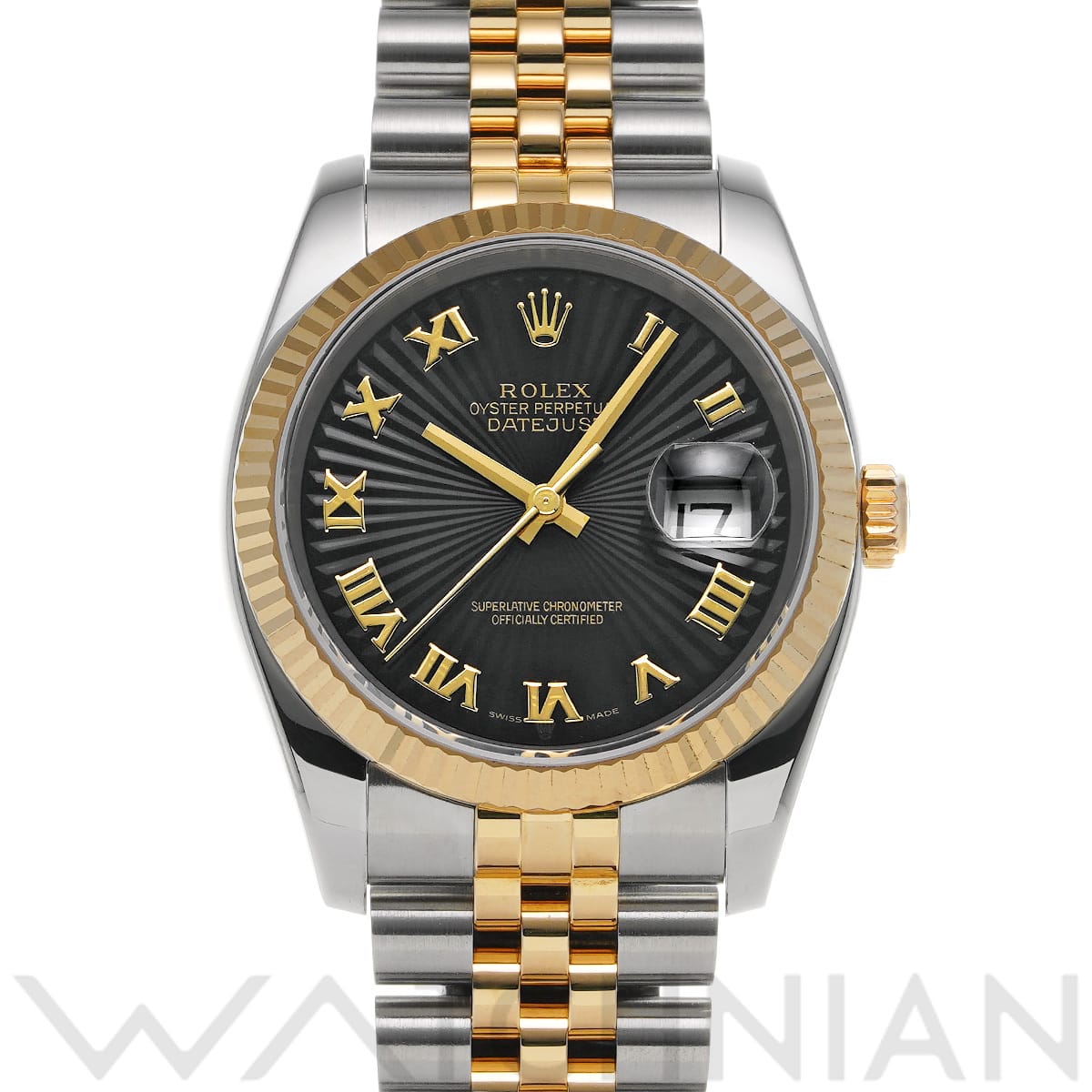 ロレックス デイトジャスト 116233 ブラックサンビーム メンズ 時計 【中古】【wristwatch】