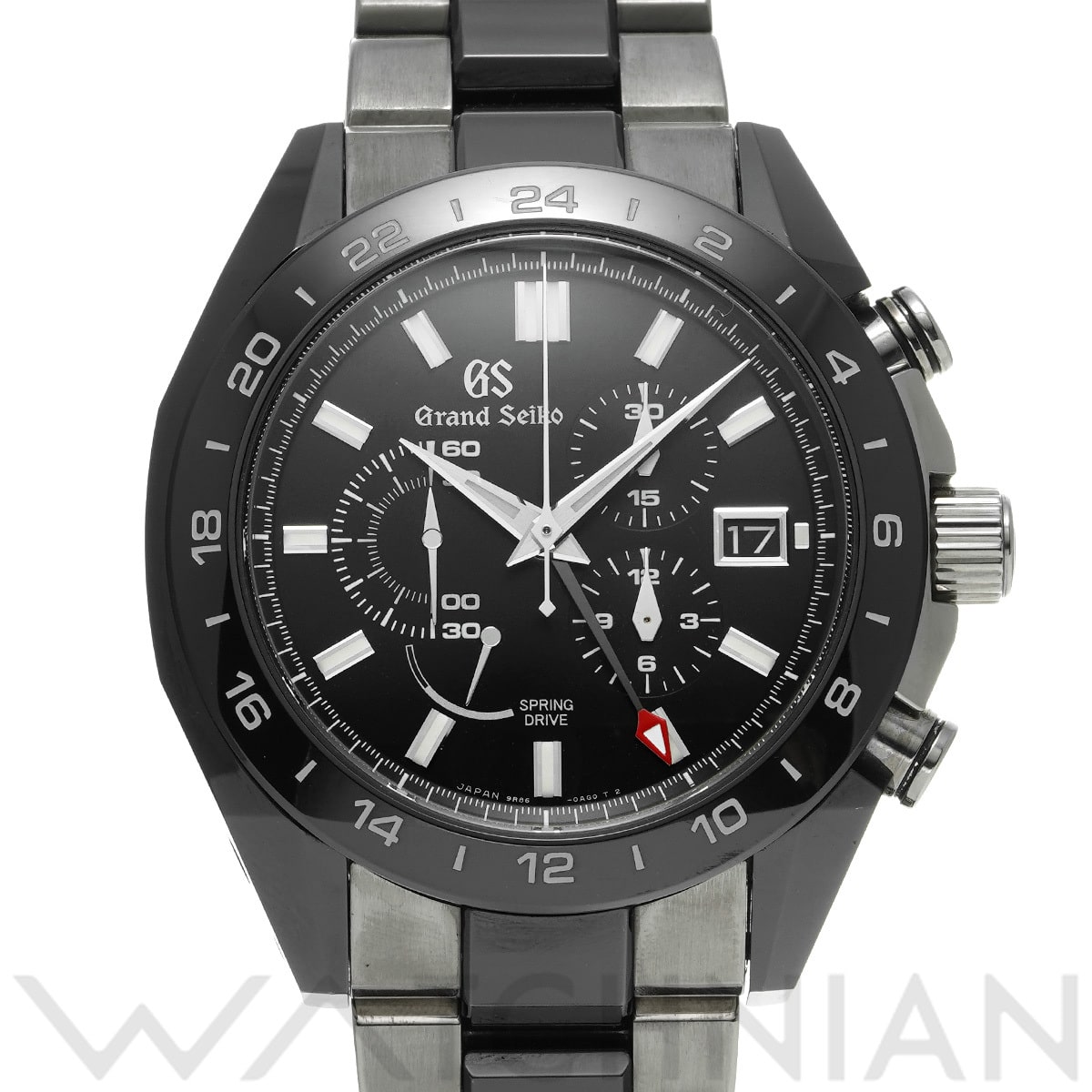グランドセイコー スポーツコレクション ブラックセラミックス スプリングドライブ クロノグラフ GMT SBGC223 ブラック メンズ 時計 【中古】【wristwatch】