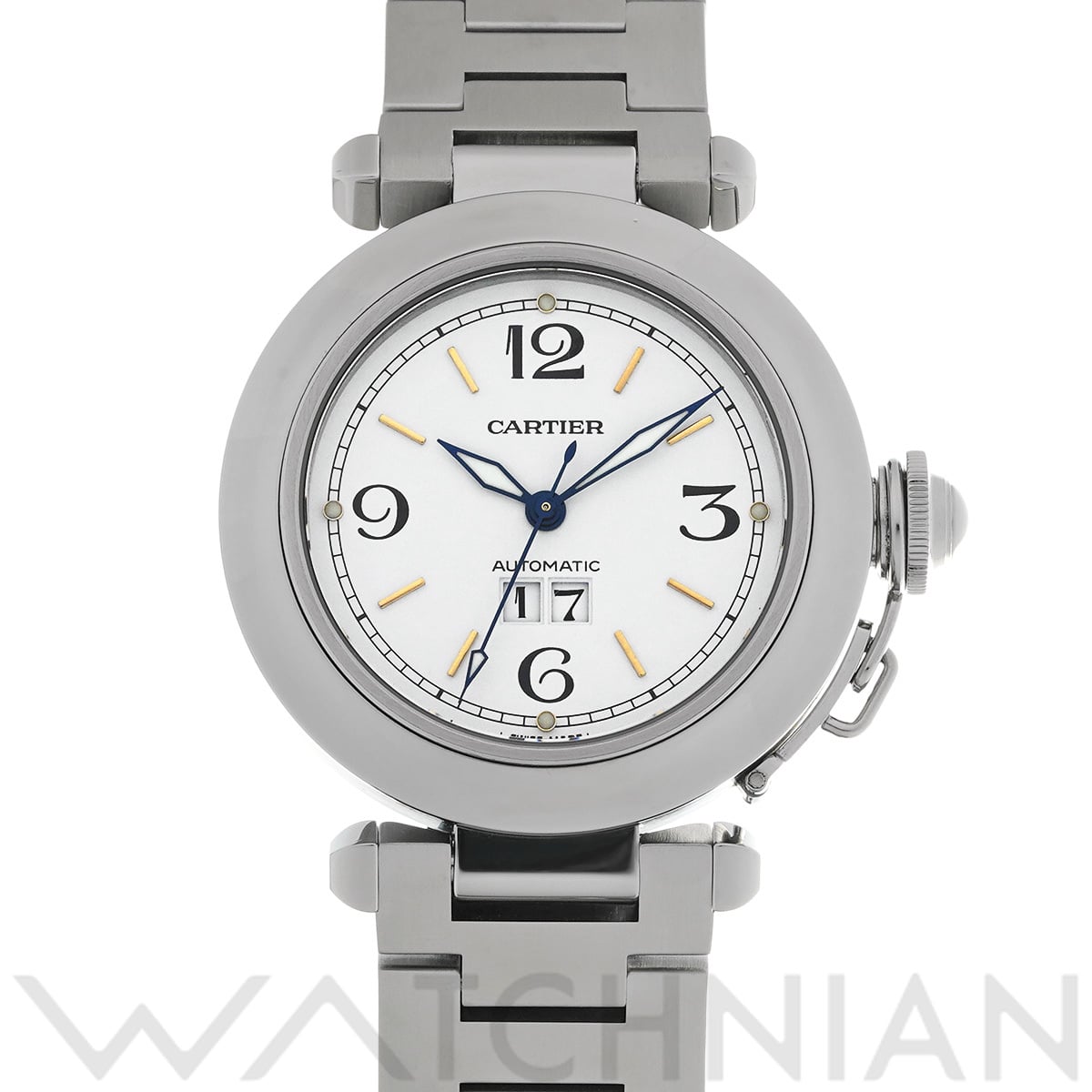 カルティエ パシャC ビッグデイト W31044M7 ホワイト ユニセックス 時計 【中古】【wristwatch】