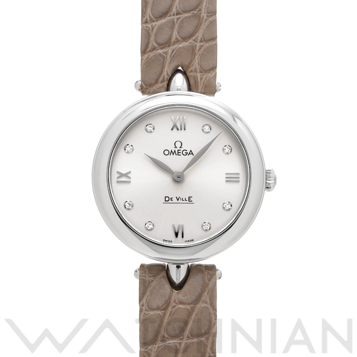 オメガ デ・ヴィル プレステージ クォーツ デュードロップ 424.13.27.60.52.001 シルバー/ダイヤモンド レディース 時計 【中古】【wristwatch】