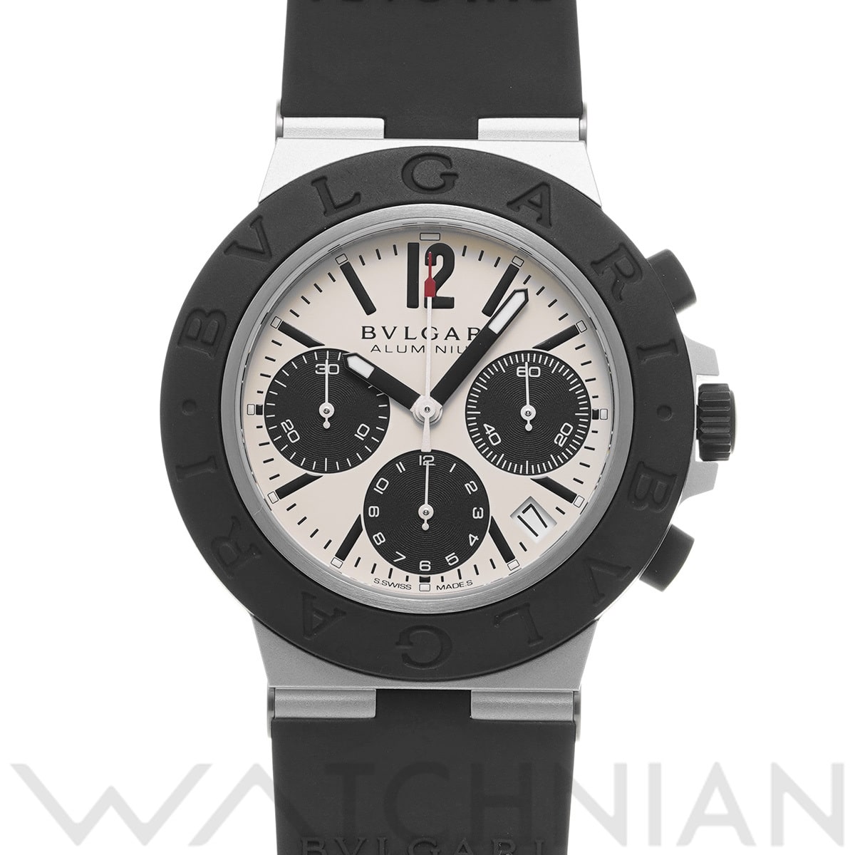 ブルガリ アルミニウム クロノグラフ BB40ATCH ホワイト/ブラック メンズ 時計 【中古】【wristwatch】