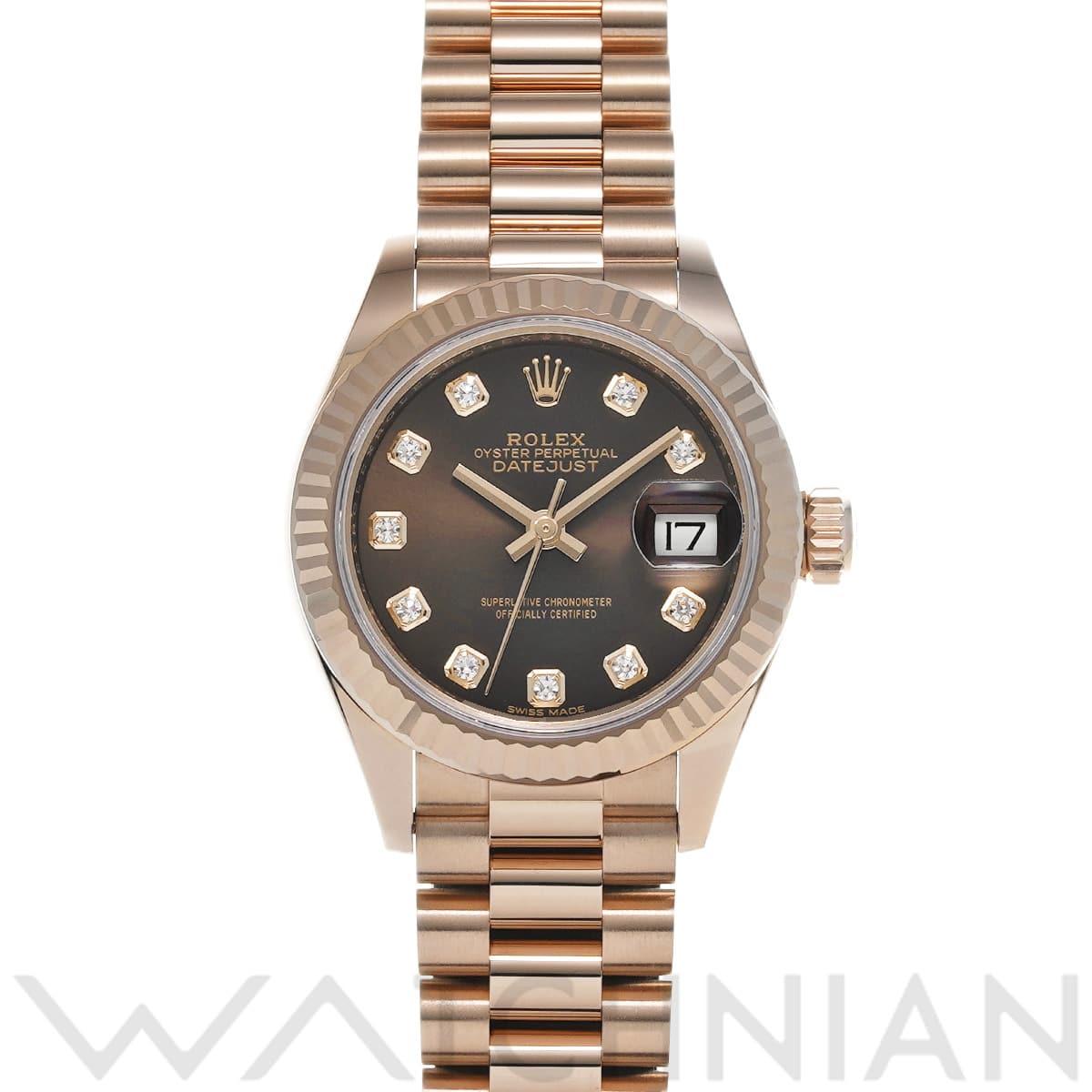ロレックス レディ デイトジャスト 28 279175G チョコレート/ダイヤモンド レディース 時計 【中古】【wristwatch】