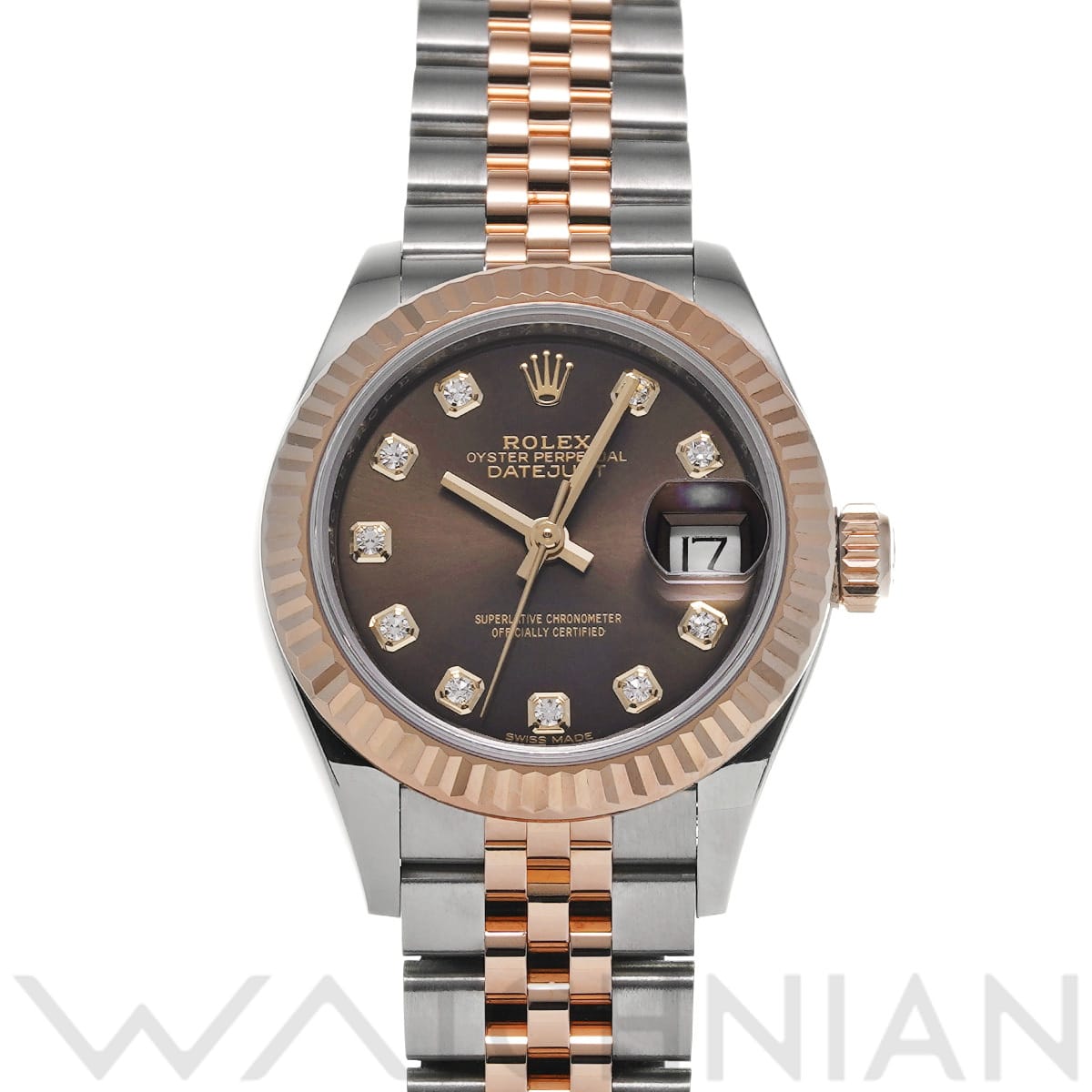 ロレックス レディ デイトジャスト 28 279171G チョコレート/ダイヤモンド レディース 時計 【中古】【wristwatch】