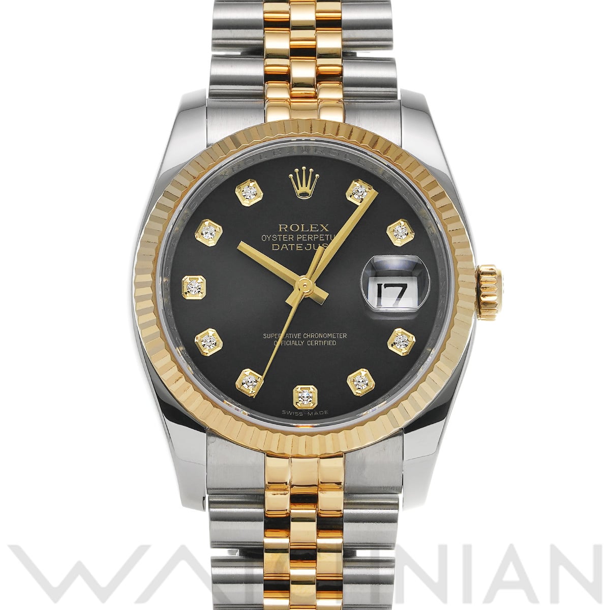 ロレックス デイトジャスト 36 116233G ブラック/ダイヤモンド メンズ 時計 【中古】【wristwatch】