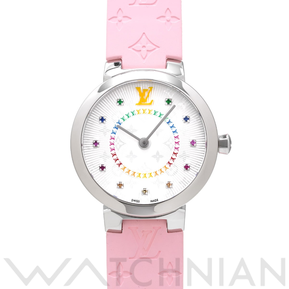 ルイ ヴィトン タンブール スリム PM QA158Z シルバー/ダイヤモンド レディース 時計 【中古】【wristwatch】