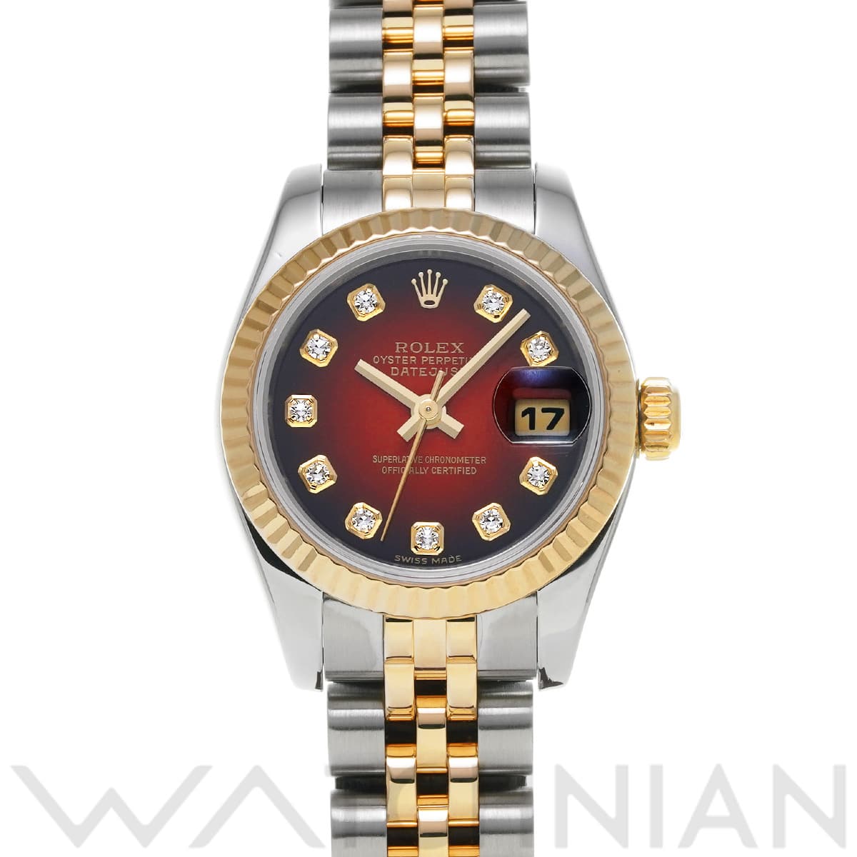 ロレックス デイトジャスト 179173G レッド・グラデーション/ダイヤモンド レディース 時計 【中古】【wristwatch】