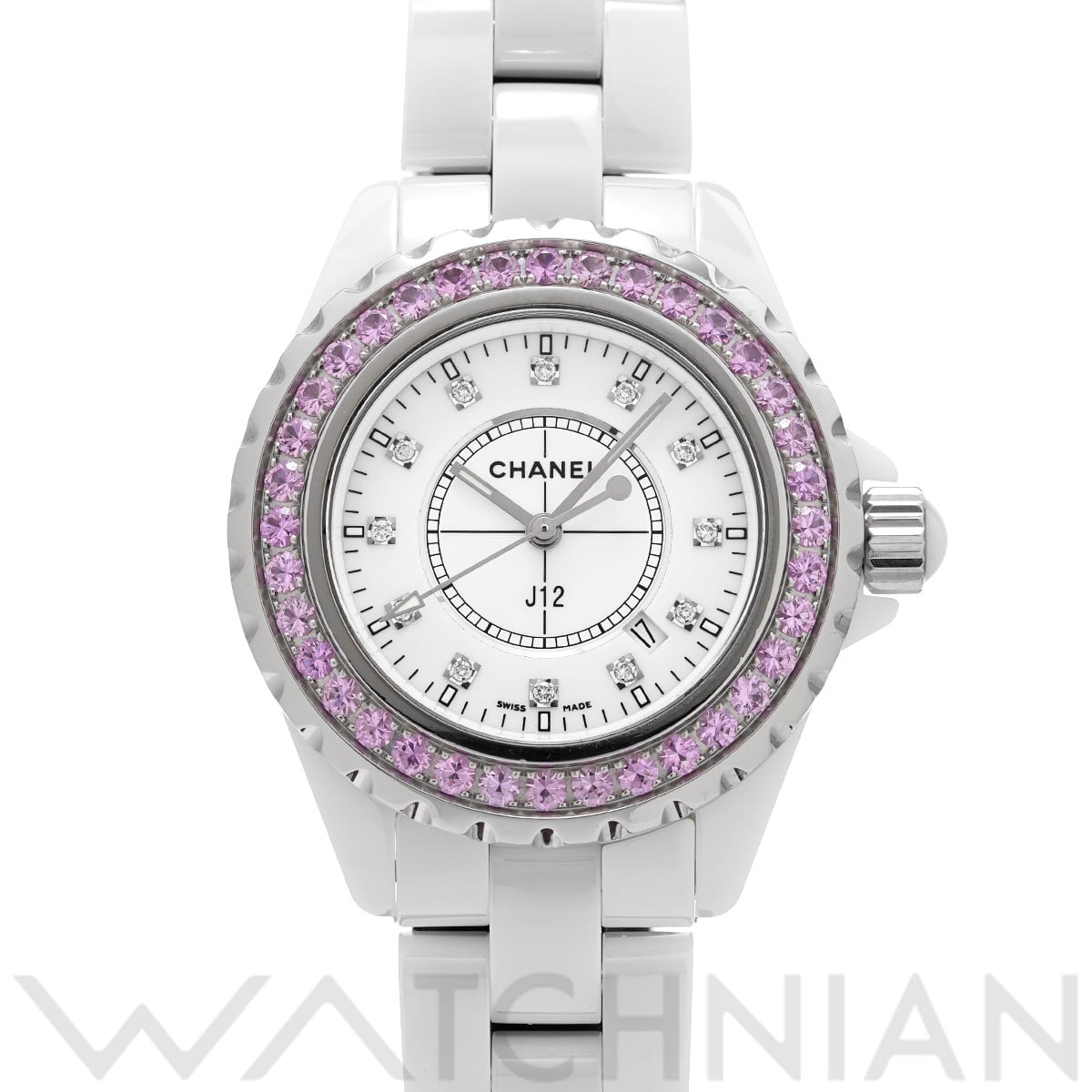 シャネル J12 33MM H2010 ホワイト/ダイヤモンド レディース 時計 【中古】【wristwatch】