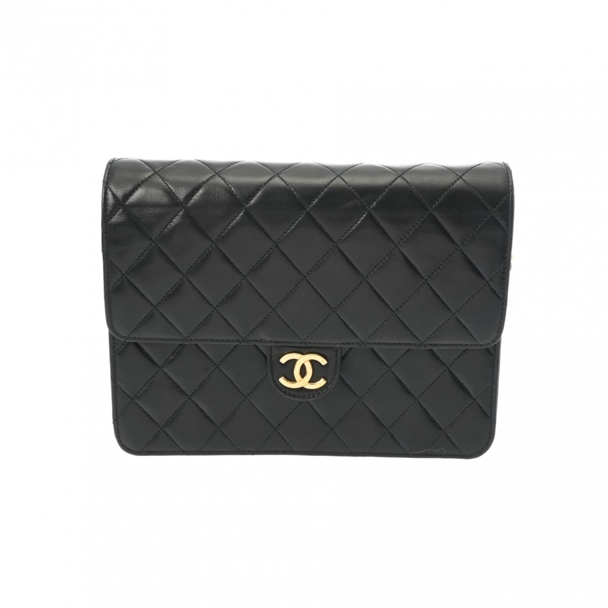 シャネル マトラッセ プッシュロック チェーンショルダー ブラック/ゴールド金具 A03569 ラムスキン レディース バッグ 【中古】【bag】