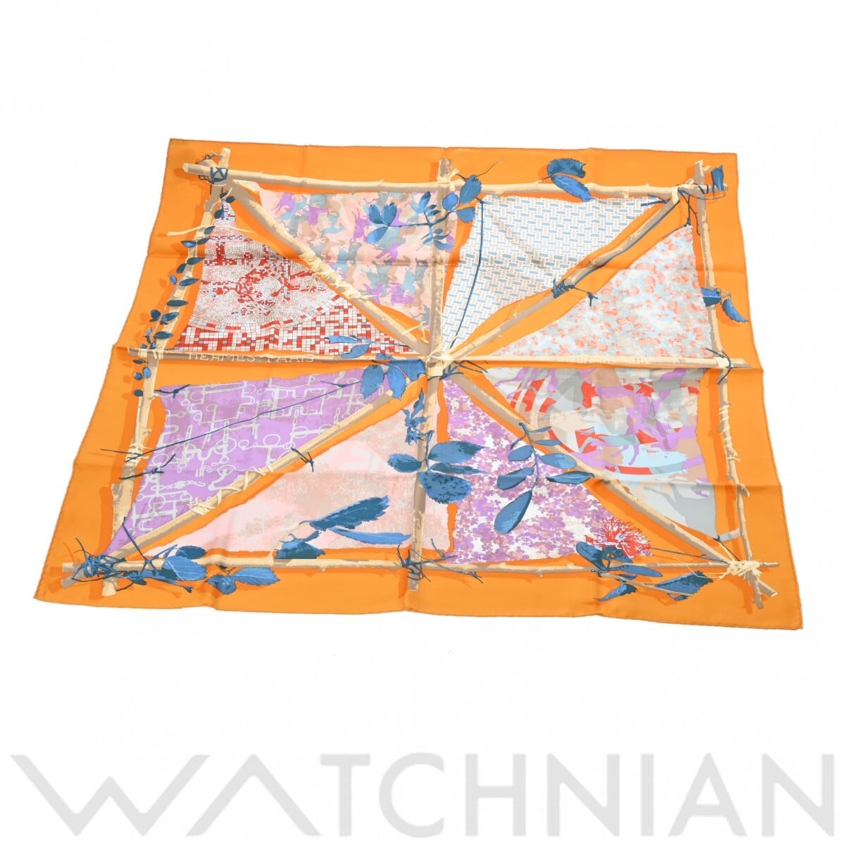 エルメス カレ 90 LE ROBINSON CHIC オレンジ シルク100％ レディース 【未使用】【other】