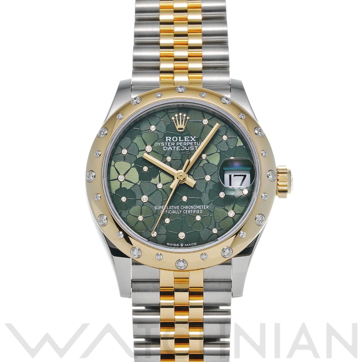 ロレックス デイトジャスト 31 278343RBR オリーブグリーン フローラルモチーフ/ダイヤモンド ユニセックス 時計 【中古】【wristwatch】