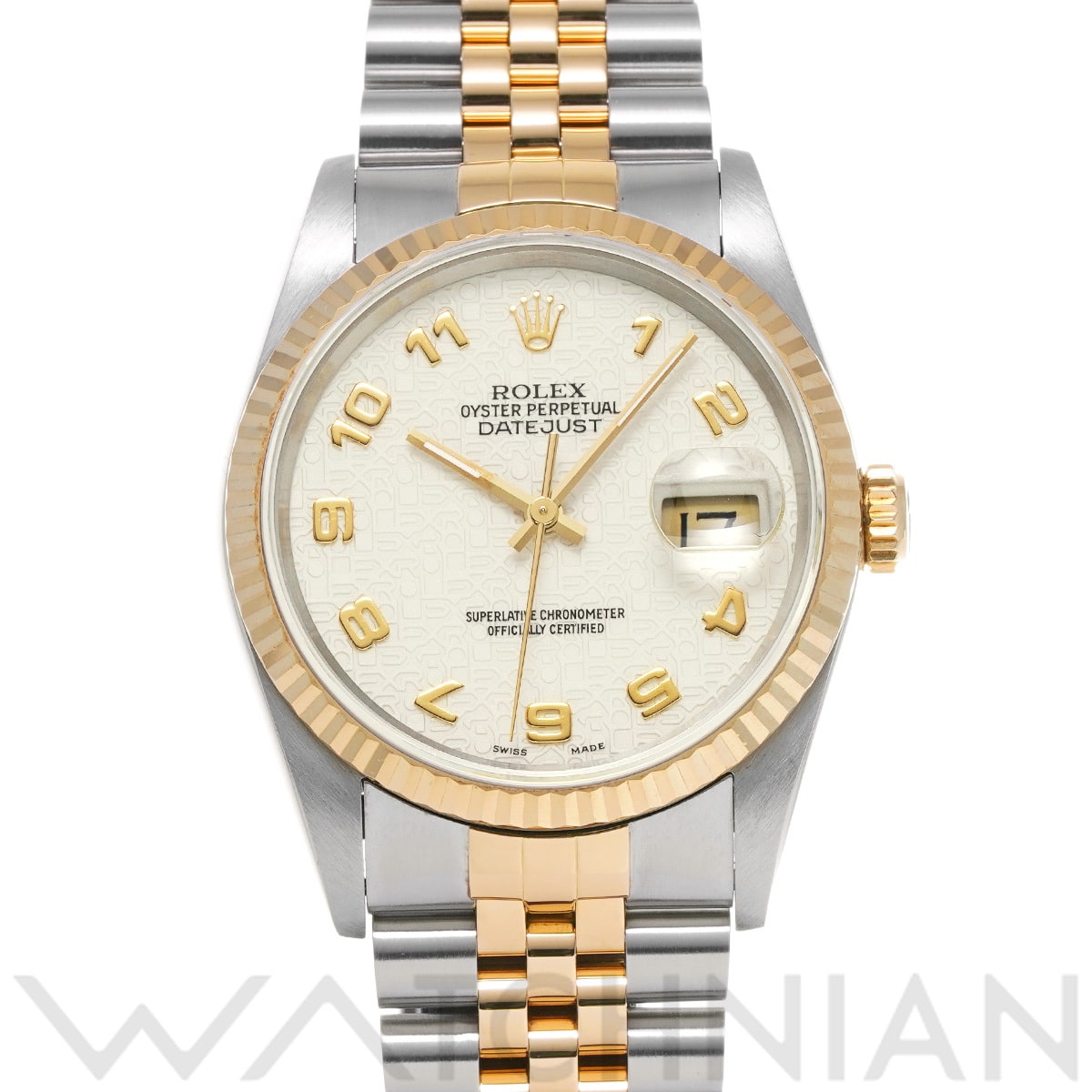 ロレックス デイトジャスト 16233 アイボリーコンピュータ メンズ 時計 【中古】【wristwatch】